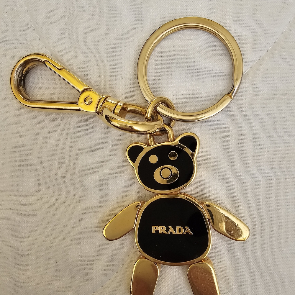 Prada Gold and Black Bear Keychain